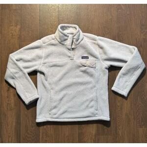 Patagonia Re Tool Pullover Medium White Soft Fleece Snap T Outdoors Hiking